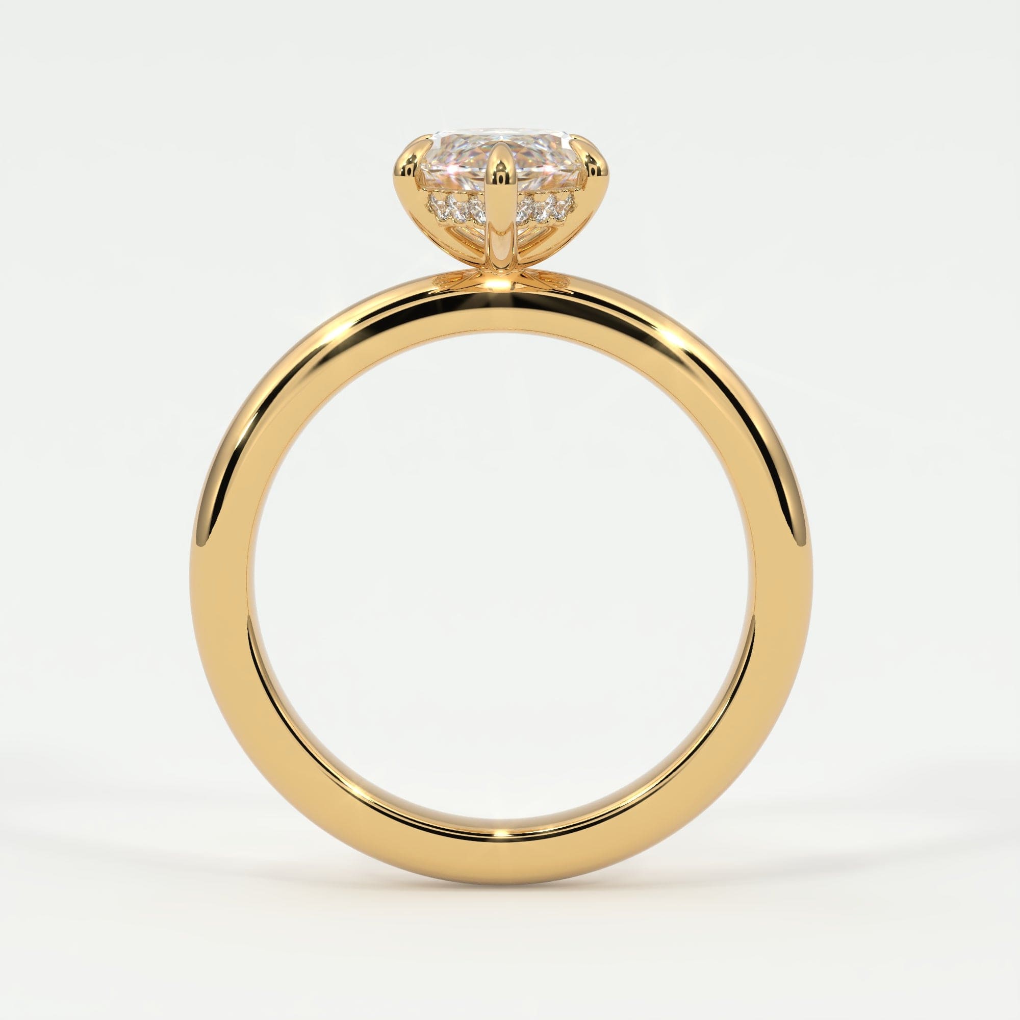 Rings Marquise Cut Hidden Halo Gold Band