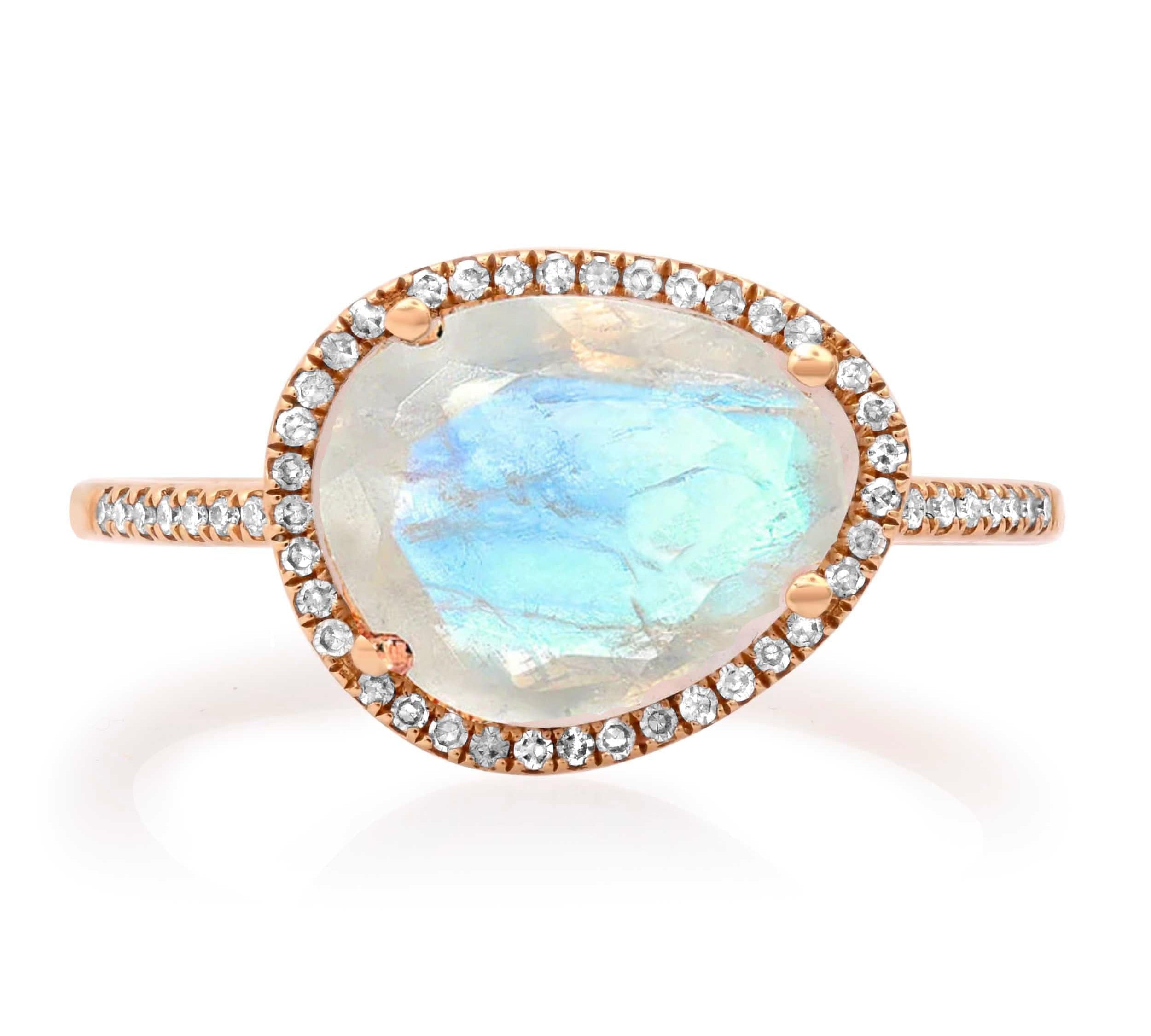 Rings Moonstone and Diamond Ring