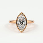 Rings Natural Mined Diamonds / 14K Rose Gold Marquise Cut Bezel Setting
