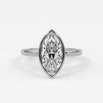 Rings Natural Mined Diamonds / 14K White Gold Marquise Cut Bezel Setting