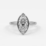 Rings Natural Mined Diamonds / 14K White Gold Marquise Cut Bezel Setting