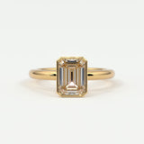 Rings Natural Mined Diamonds / 14K Yellow Gold Emerald Cut Bezel Setting