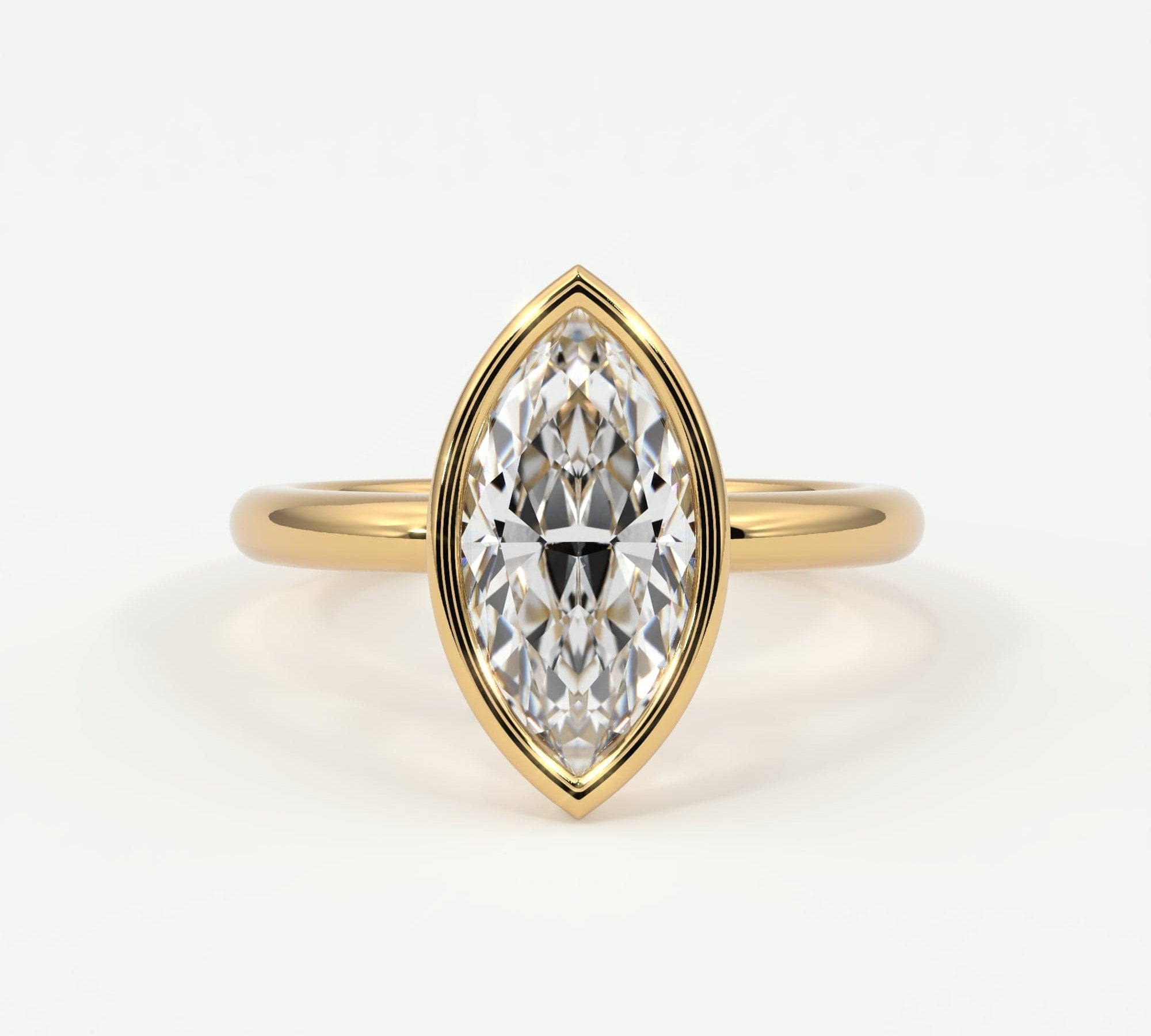 Rings Natural Mined Diamonds / 14K Yellow Gold Marquise Cut Bezel Setting