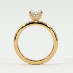 Rings Oval Cut Pave Diamond Hidden Halo, Gold Band