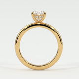 Rings Oval Cut Pave Diamond Hidden Halo, Gold Band