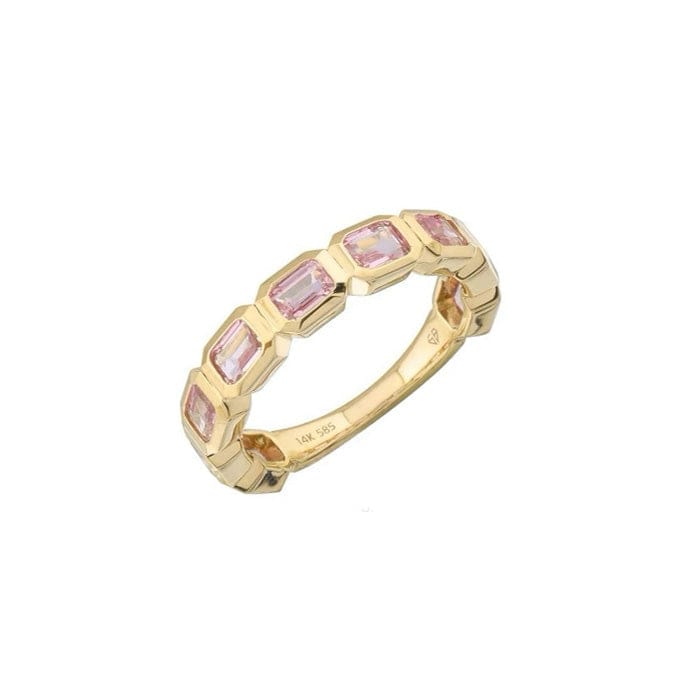 Rings Pink Sapphire Bezel Sideways Set Eternity Ring