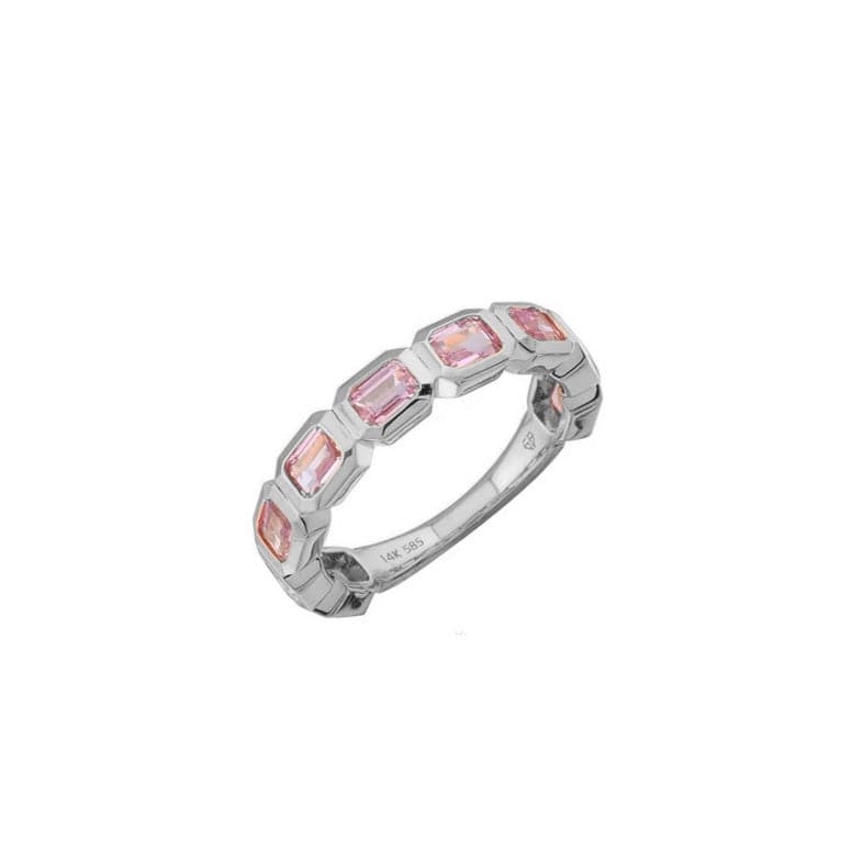 Rings Pink Sapphire Bezel Sideways Set Eternity Ring