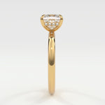 Rings Princess Cut Pave Diamond Hidden Halo, Gold Band