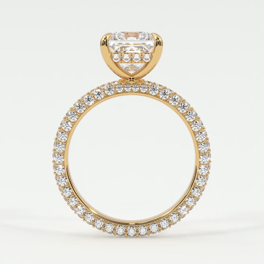 Rings Princess Pave Diamond Hidden Halo Triple Row Band, 360