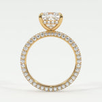 Rings Princess Pave Diamond Hidden Halo Triple Row Band, 360