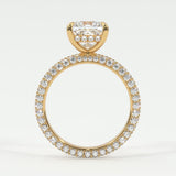 Rings Princess Pave Diamond Hidden Halo Triple Row Band, 360