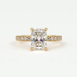 Rings Radiant Cut Diamond Pave Band, Hidden Halo