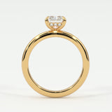 Rings Radiant Cut Pave Diamond Hidden Halo, Gold Band