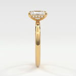 Rings Radiant Cut Pave Diamond Hidden Halo, Gold Band