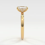Rings Radiant Cut Pave Diamond Hidden Halo, Gold Band