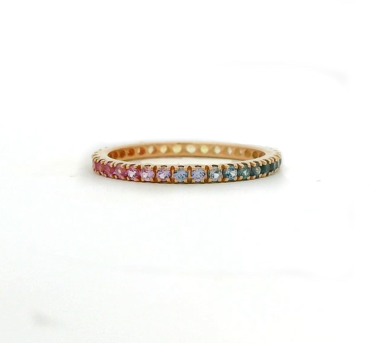 Rings Rainbow 14K Gold Eternity Stacking Rings