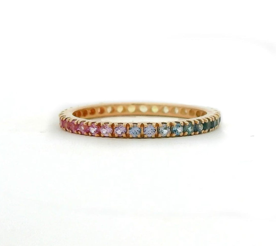 Rings Rainbow 14K Gold Eternity Stacking Rings