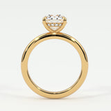 Rings Round Brilliant Cut Pave Diamond Hidden Halo, Gold Band