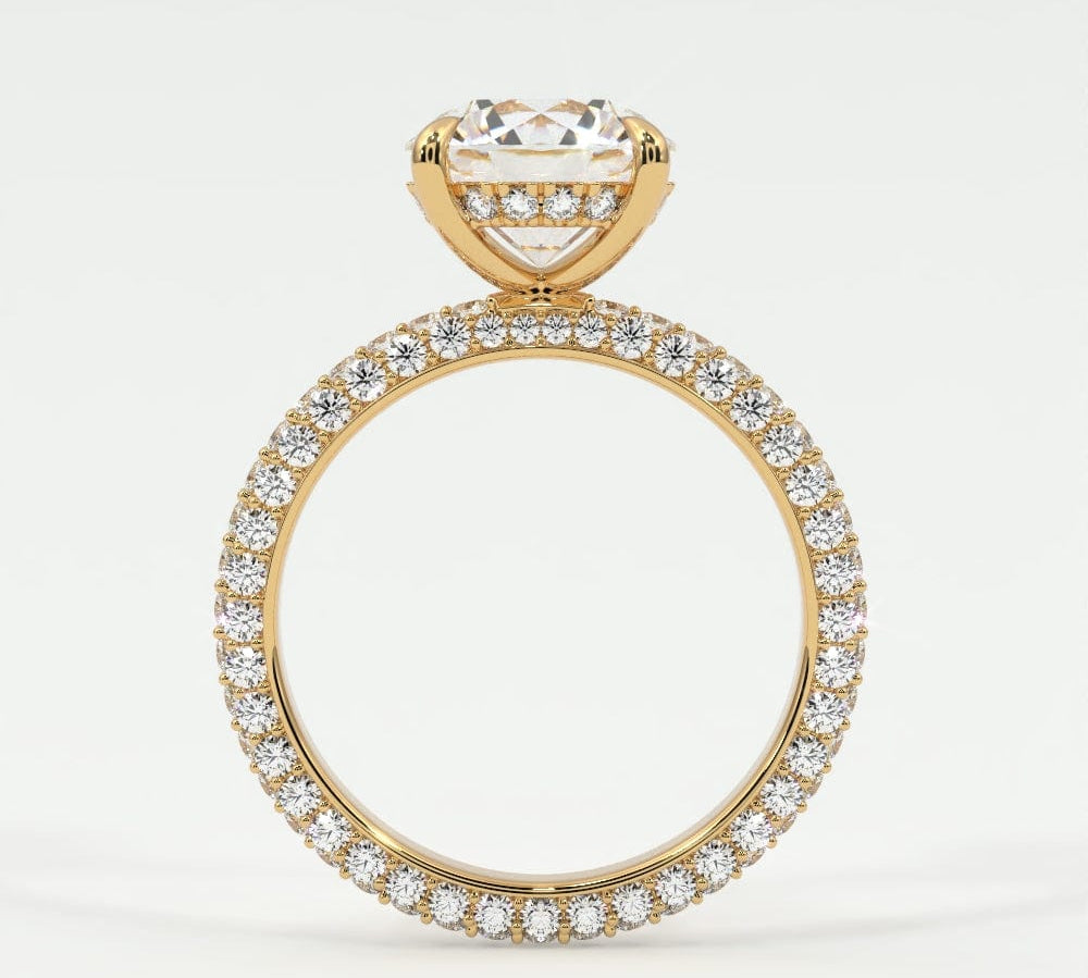 Rings Round Brilliant Pave Diamond Hidden Halo Triple Row Band, 360