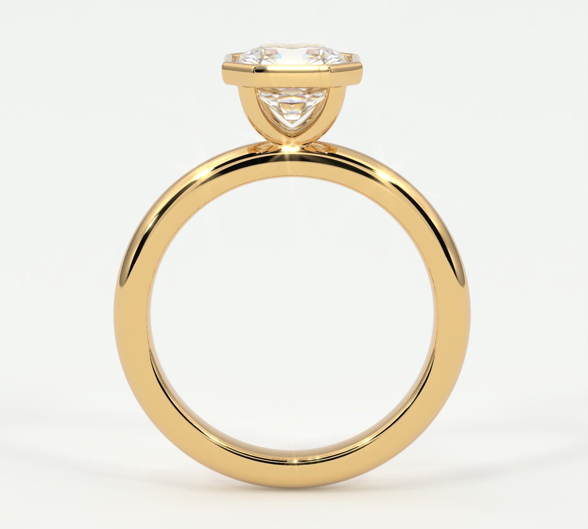 Rings Square Radiant Cut Bezel Setting
