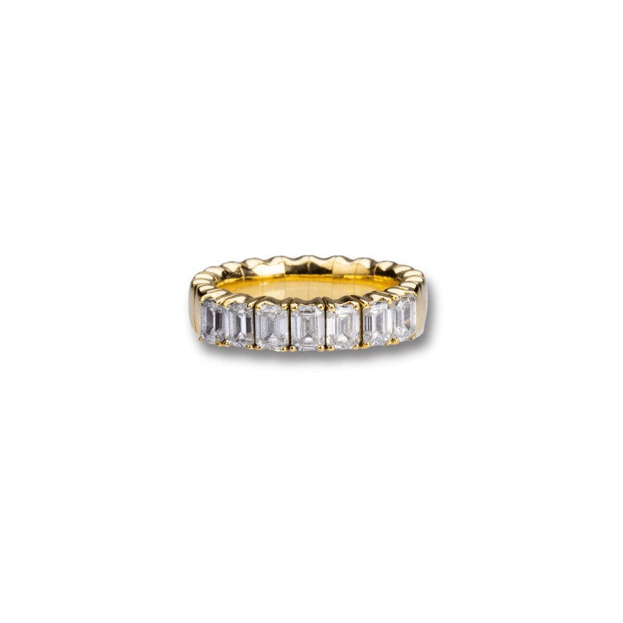 Rings Stretch & Stack Emerald Cut Diamond Half Eternity Rings