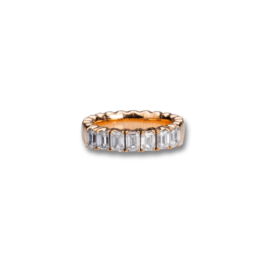 Rings Stretch & Stack Emerald Cut Diamond Half Eternity Rings, Lab Diamonds