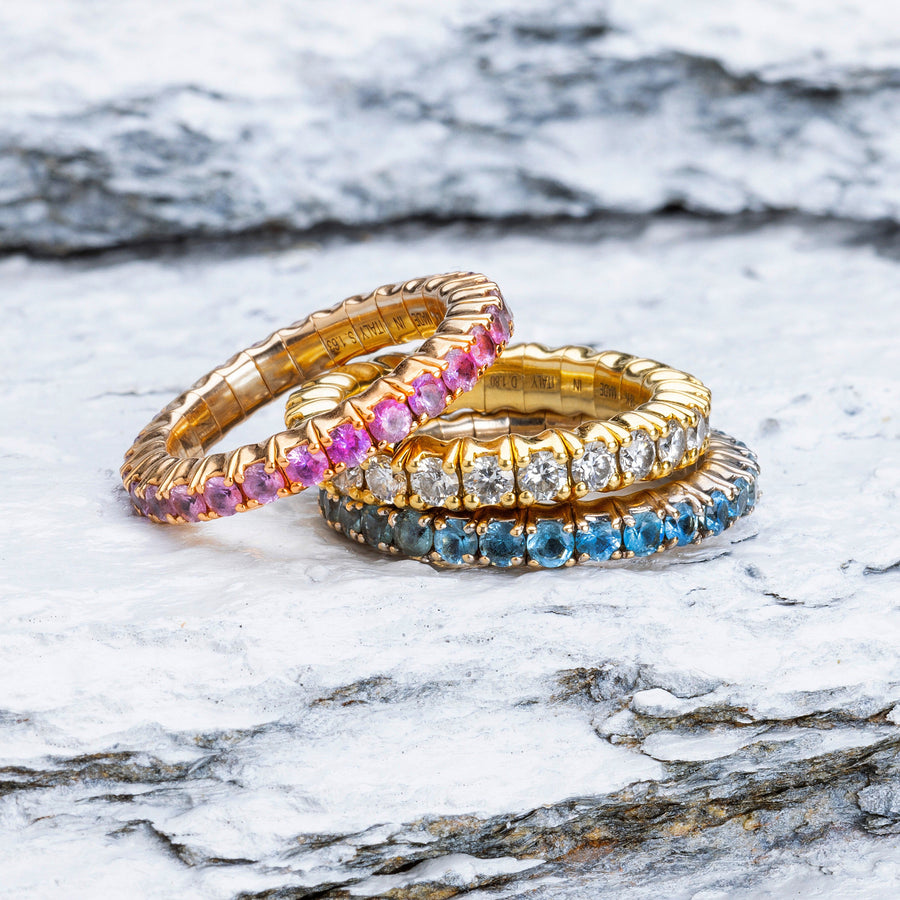 Rings Stretch & Stack Ruby Eternity Rings, .6-3.0 Carats