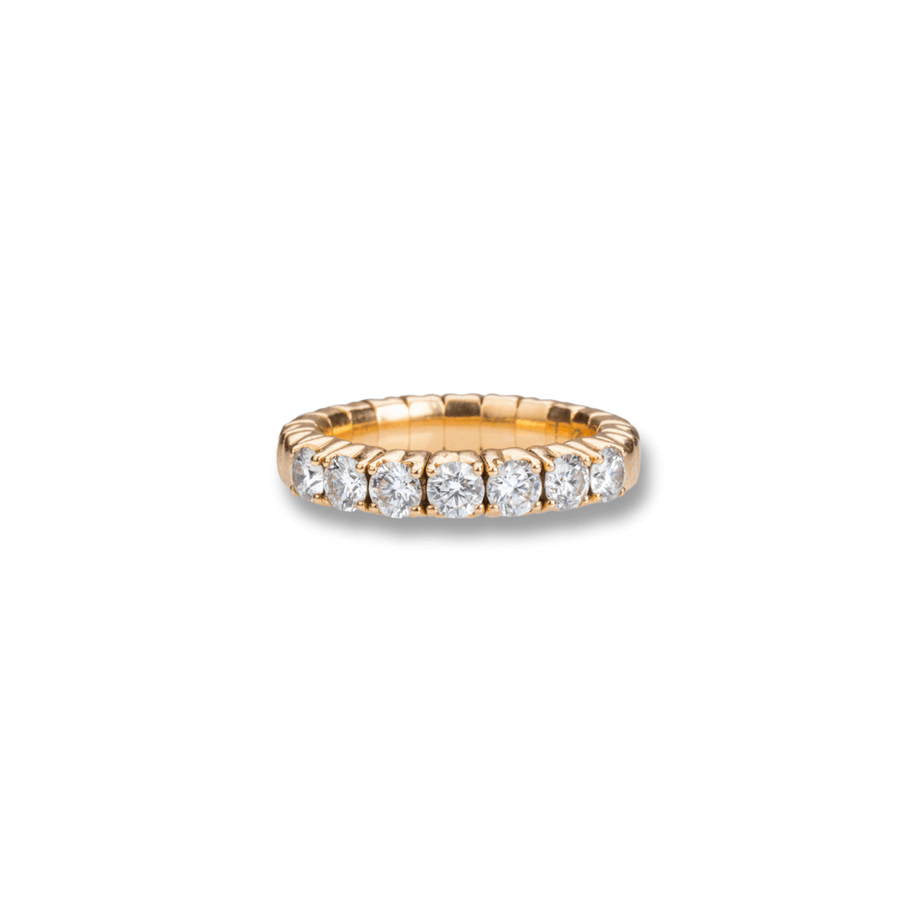 Rings XS:  size 4-7 / Rose Gold / 1.12 Carats Diamonds TW 18K Gold Stretch & Stack Round Diamond Half Eternity Rings