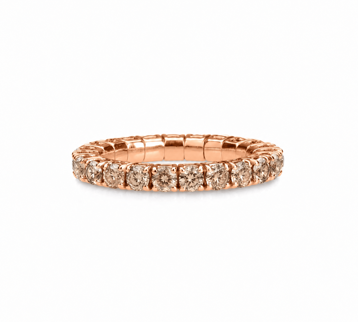 Rings XS:  size 4-7 / Rose Gold / 1.16-1.4 Carats Diamonds TW 18K Gold Stretch Round Desert Diamond Eternity Rings