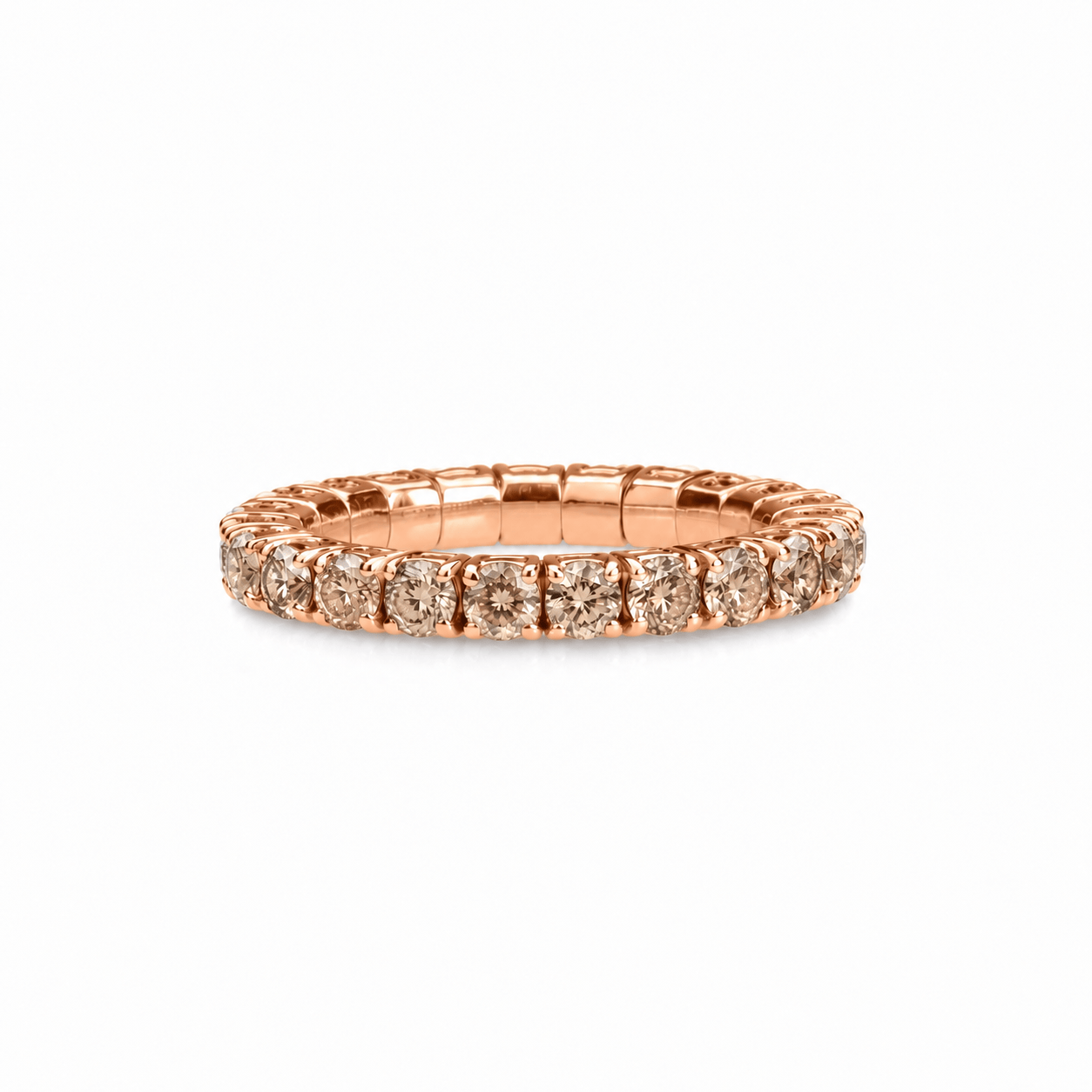 Rings XS:  size 4-7 / Rose Gold / 1.16-1.4 Carats Diamonds TW 18K Gold Stretch Round Desert Diamond Eternity Rings