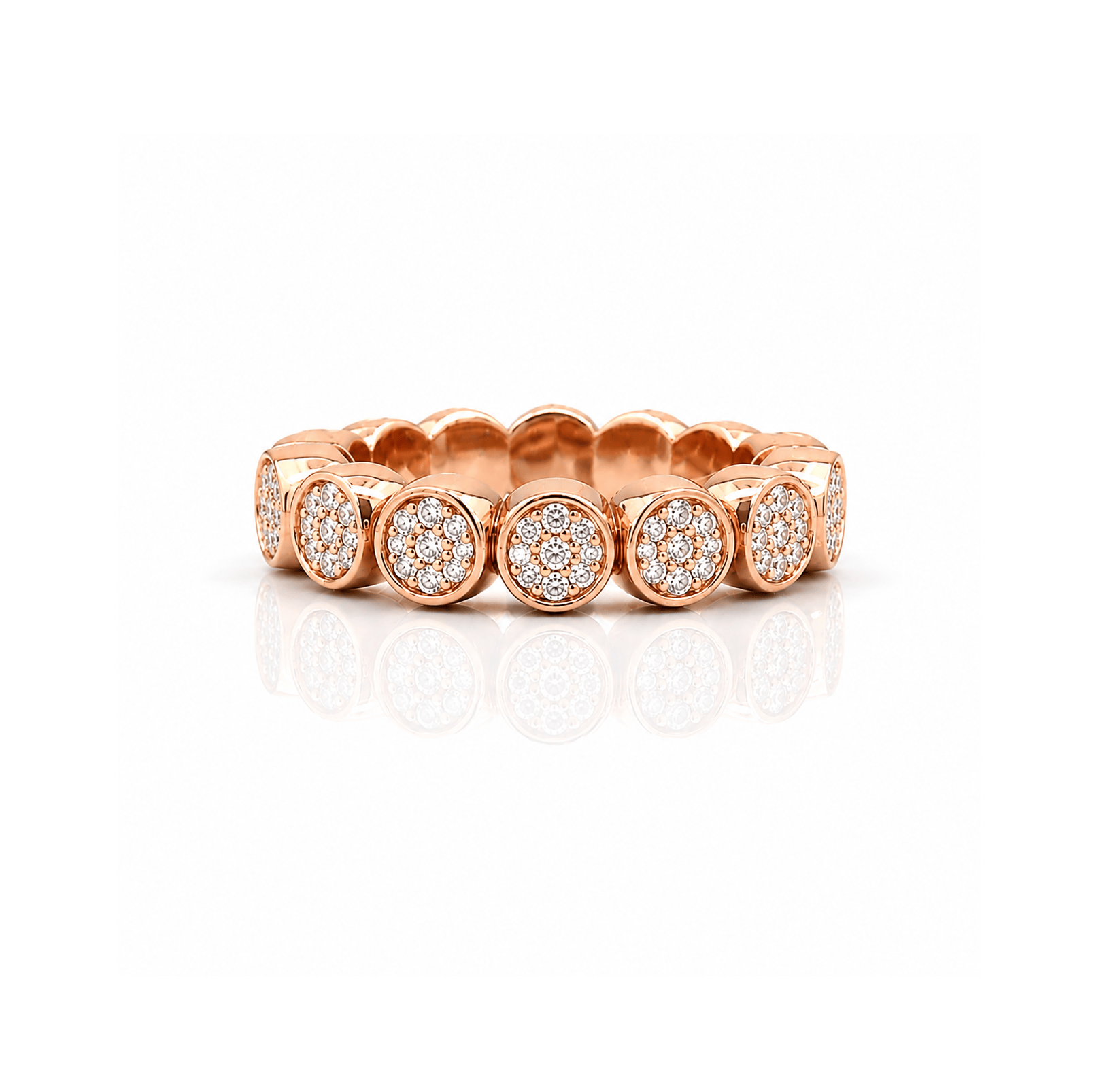 Rings XS:  size 4-7 / Rose Gold 18K Gold Stretch Bezel Pave Diamond Eternity Ring