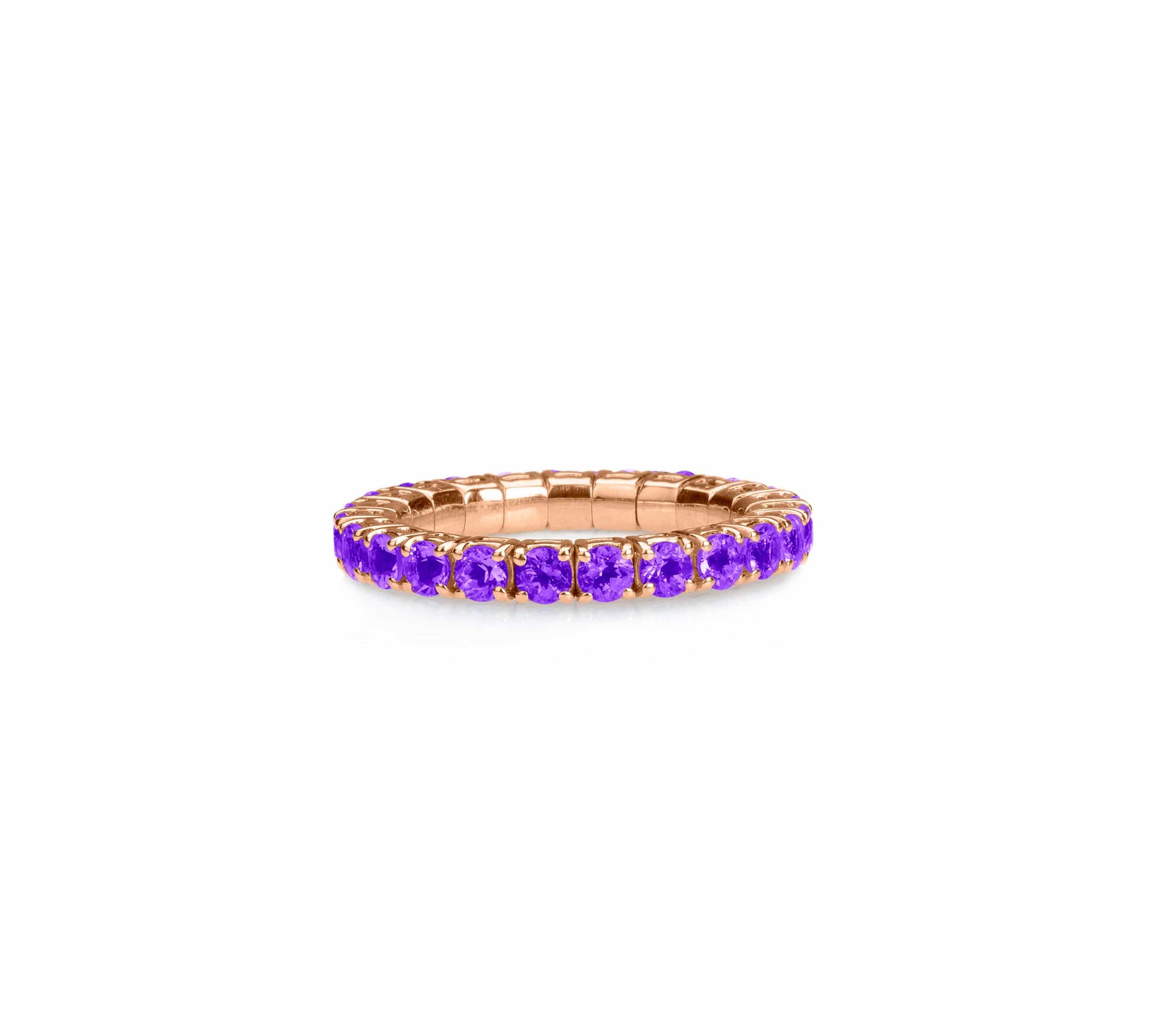 Rings XS:  size 4-7 / Rose Gold / .6-.76 Carats Blue Sapphires TW Stretch & Stack Purple Sapphire Eternity Rings, .6-3.0 Carats