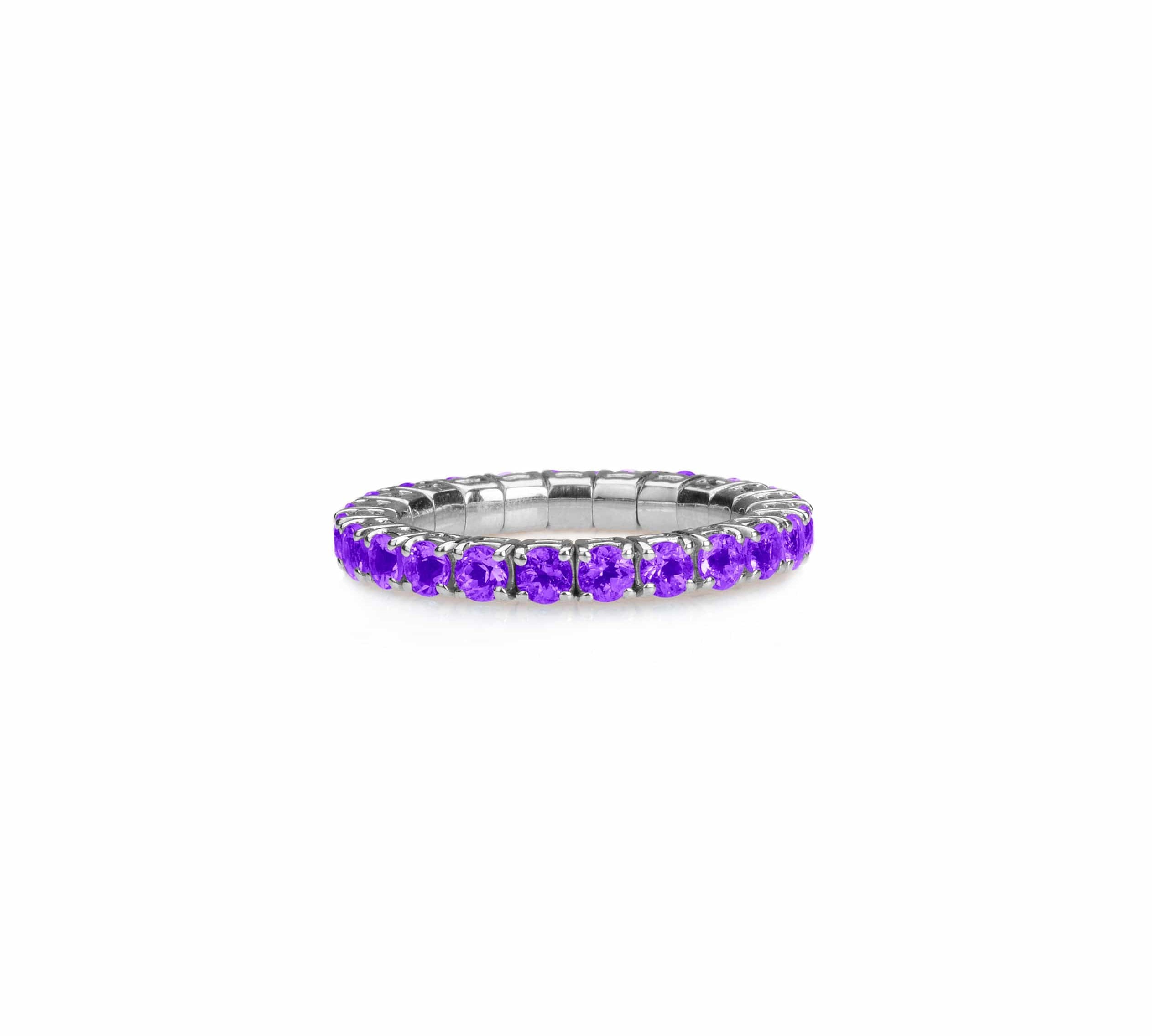 Rings XS:  size 4-7 / White Gold / .6-.76 Carats Blue Sapphires TW Stretch & Stack Purple Sapphire Eternity Rings, .6-3.0 Carats
