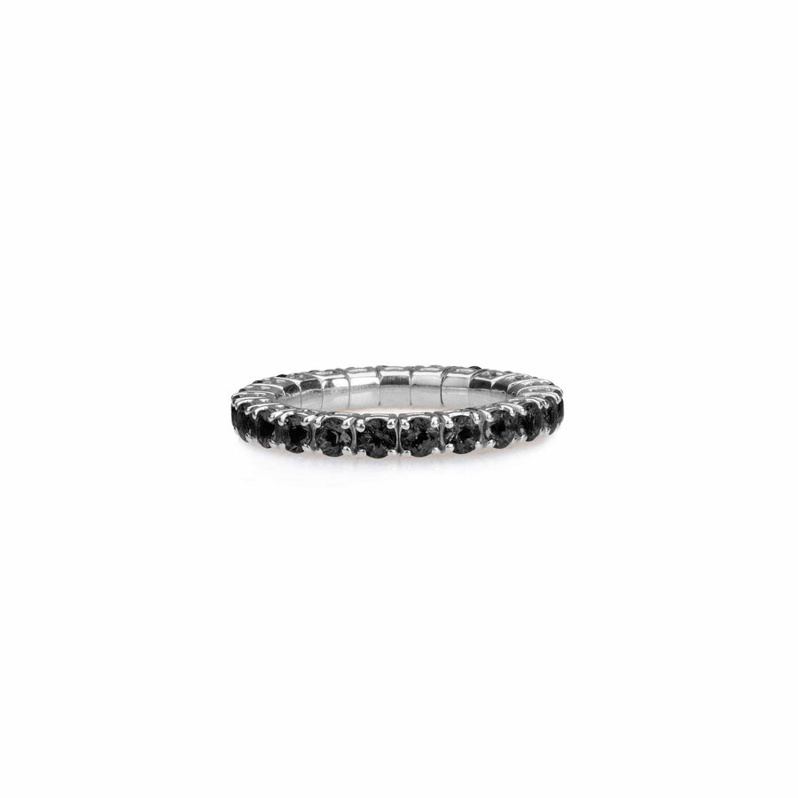 Rings XS:  size 4-7 / White Gold / .6-.76 Carats Diamonds TW Stretch & Stack Round Black Diamond Eternity Rings, .6-3.0 carats