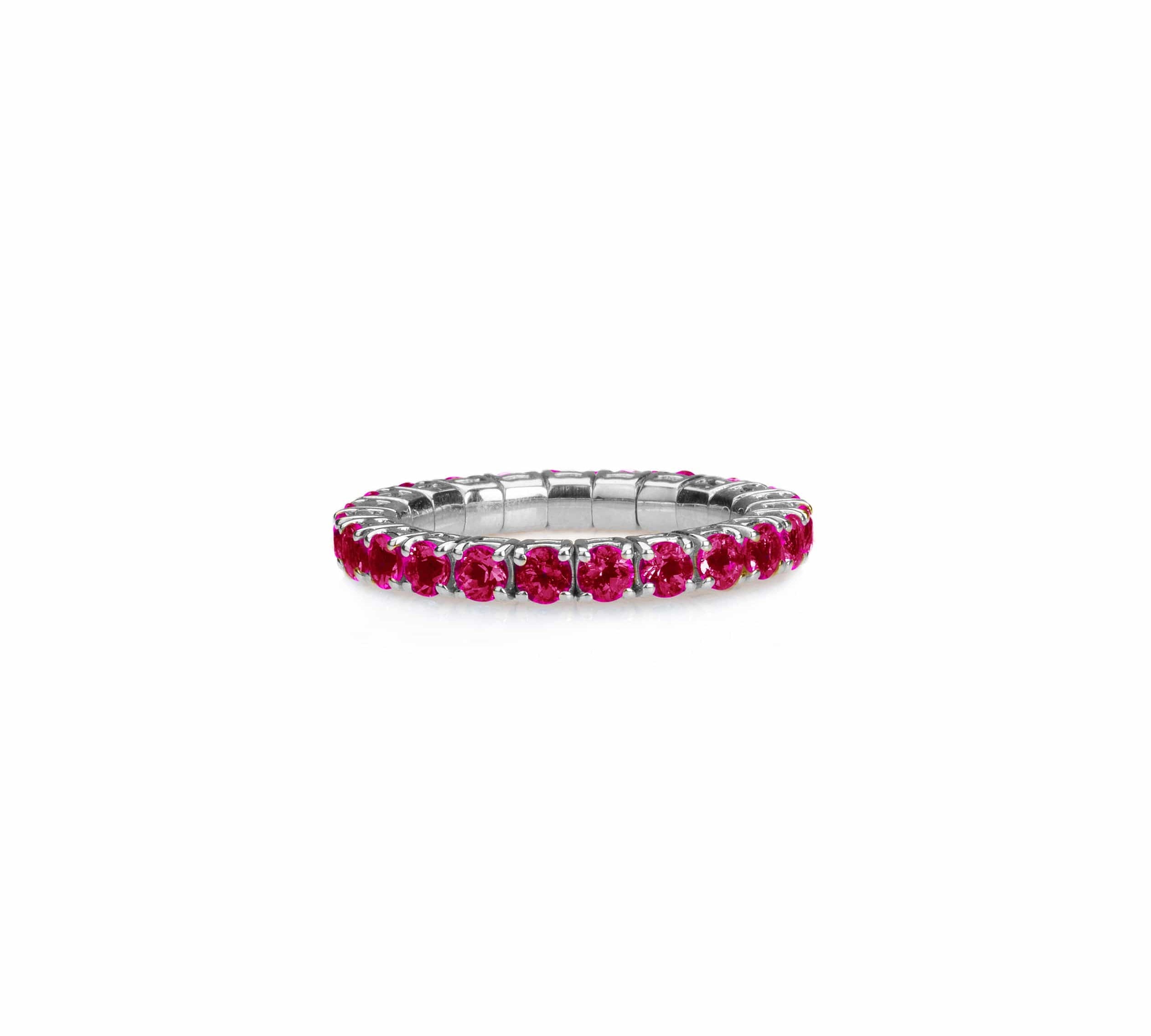 Rings XS:  size 4-7 / White Gold / .6-.76 Carats Rubies TW Stretch & Stack Ruby Eternity Rings, .6-3.0 Carats