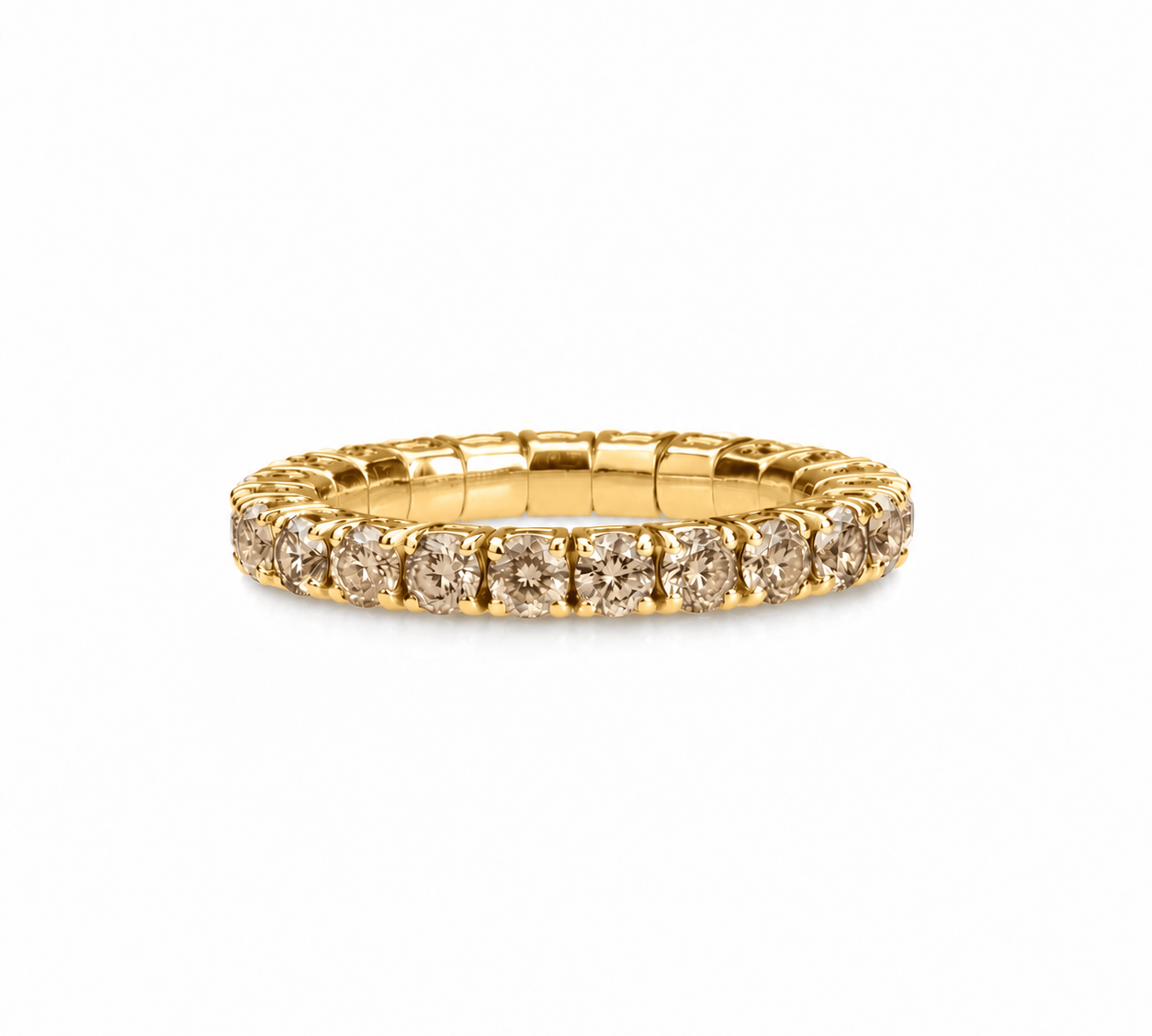 Rings XS:  size 4-7 / Yellow Gold / 1.16-1.4 Carats Diamonds TW 18K Gold Stretch Round Desert Diamond Eternity Rings