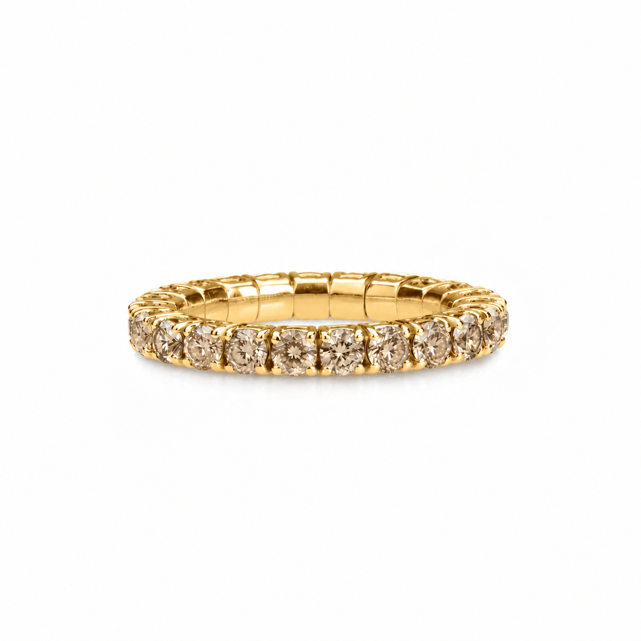 Rings XS:  size 4-7 / Yellow Gold / 1.16-1.4 Carats Diamonds TW 18K Gold Stretch Round Desert Diamond Eternity Rings