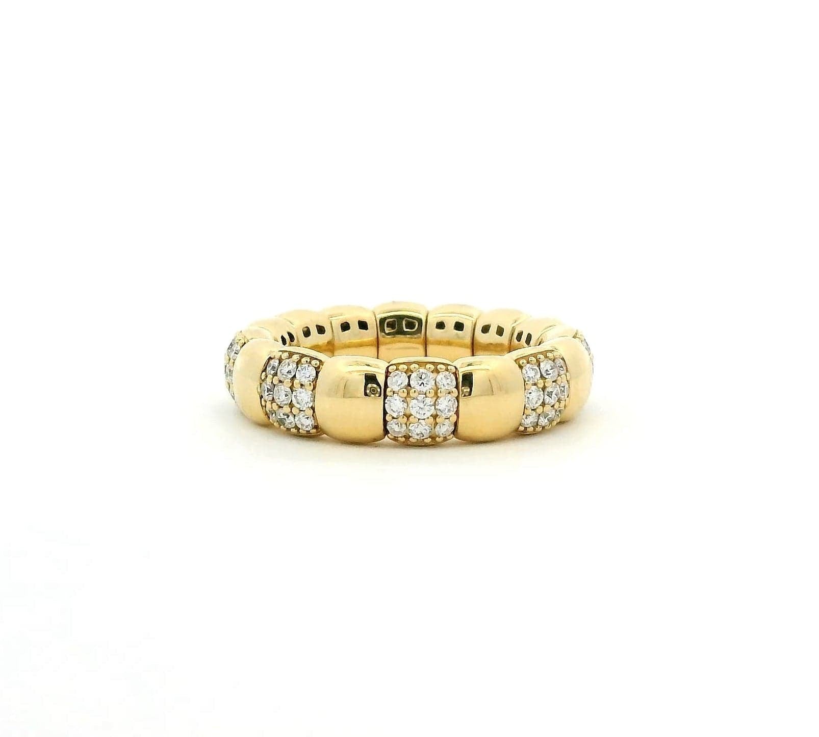 Rings XS:  size 4-7 / Yellow Gold 18K Gold Stretch Puffy Diamond Eternity Ring