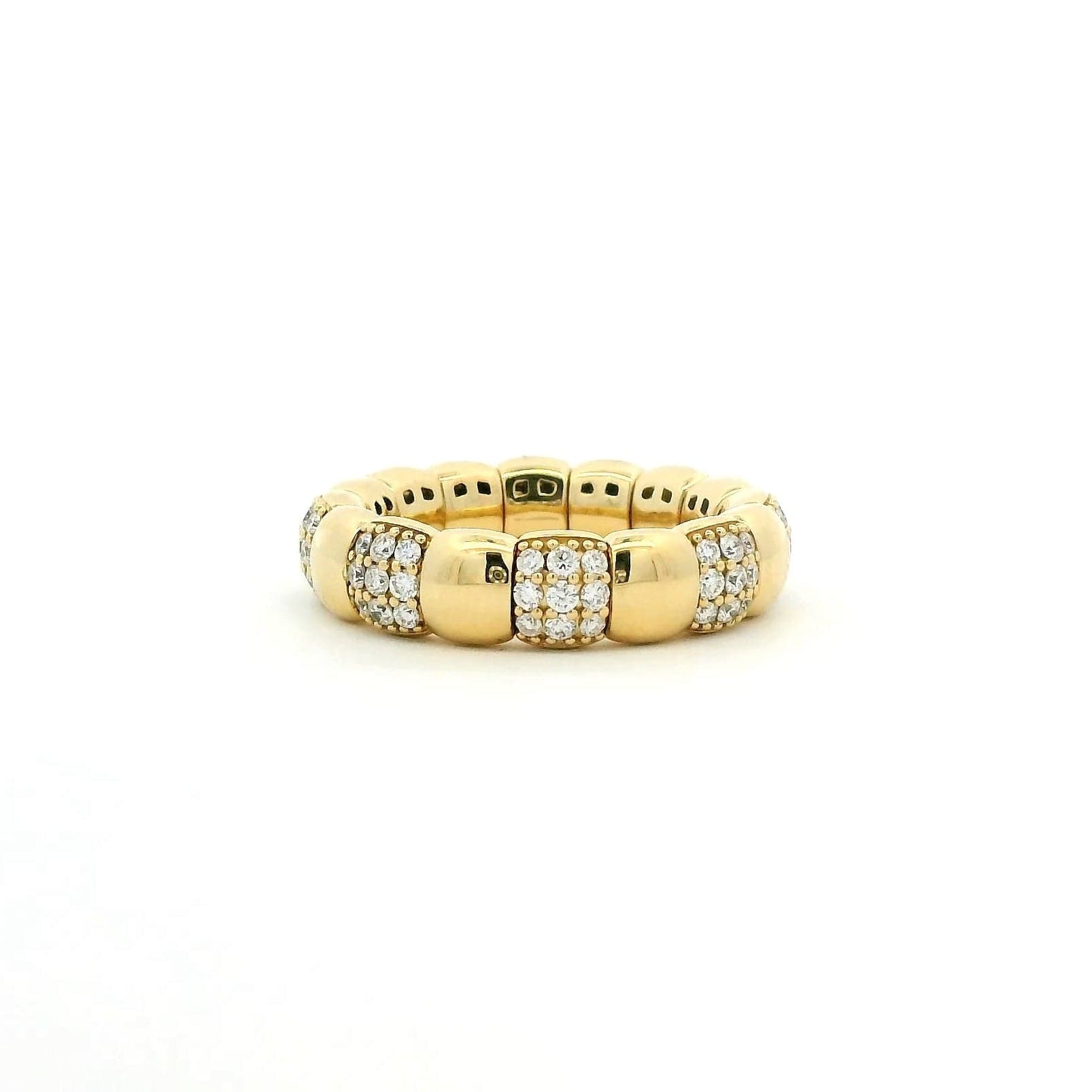 Rings XS:  size 4-7 / Yellow Gold 18K Gold Stretch Puffy Diamond Eternity Ring