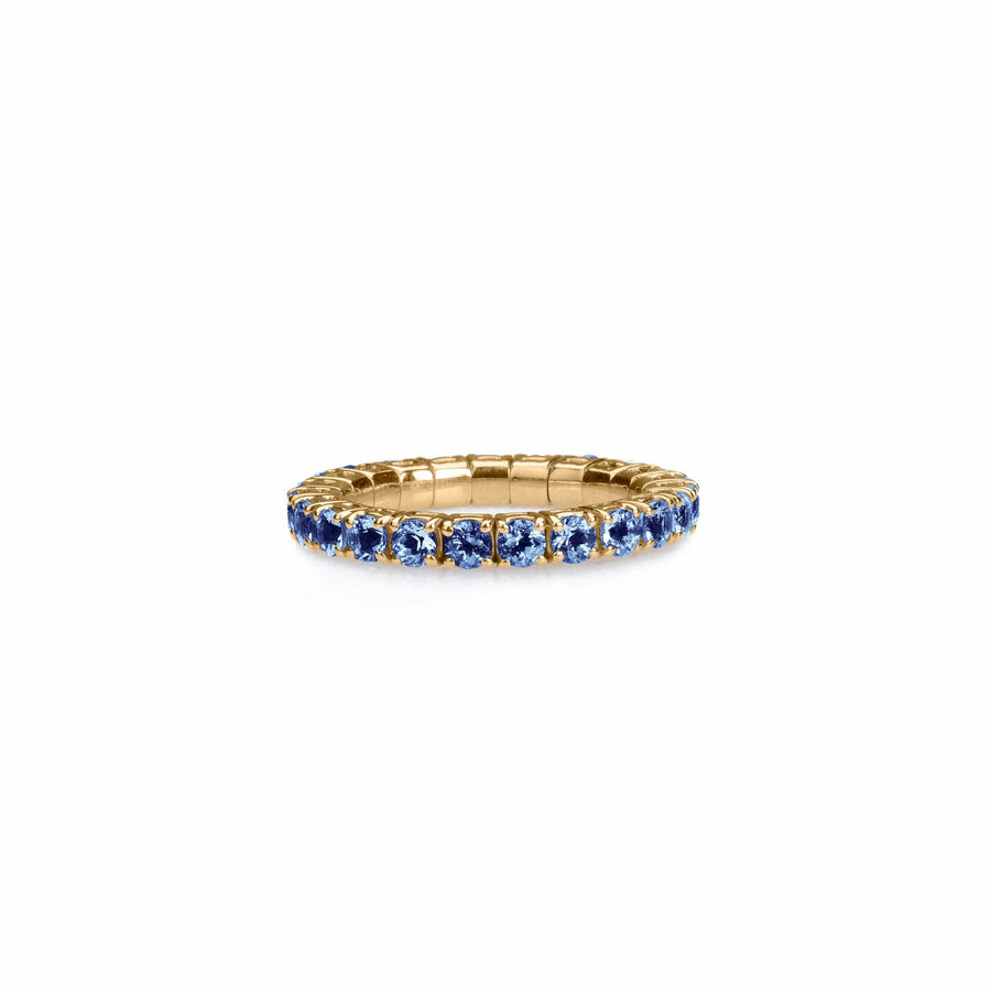 Rings XS:  size 4-7 / Yellow Gold / .6-.76 Carats Blue Sapphires TW Stretch & Stack Sky Blue Sapphire Eternity Rings, .6-3.0 Carats