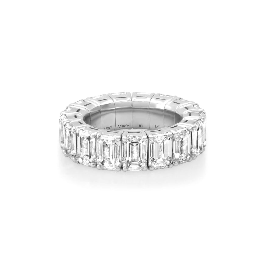 Rings XS:  size 4-7 / Yellow Gold / .6-.76 Carats Diamonds TW Stretch & Stack Emerald Cut Diamond Eternity Rings