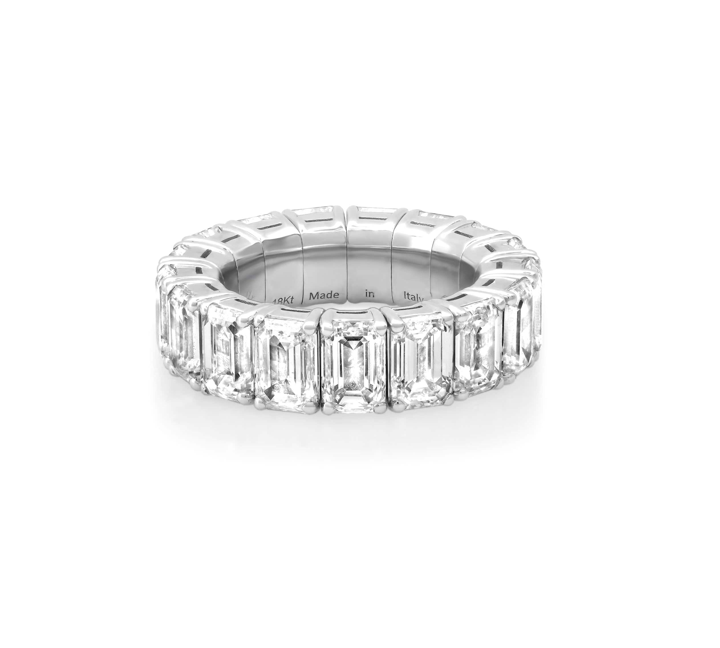 Rings XS:  size 4-7 / Yellow Gold / .6-.76 Carats Diamonds TW Stretch & Stack Emerald Cut Diamond Eternity Rings, Lab Grown Diamonds