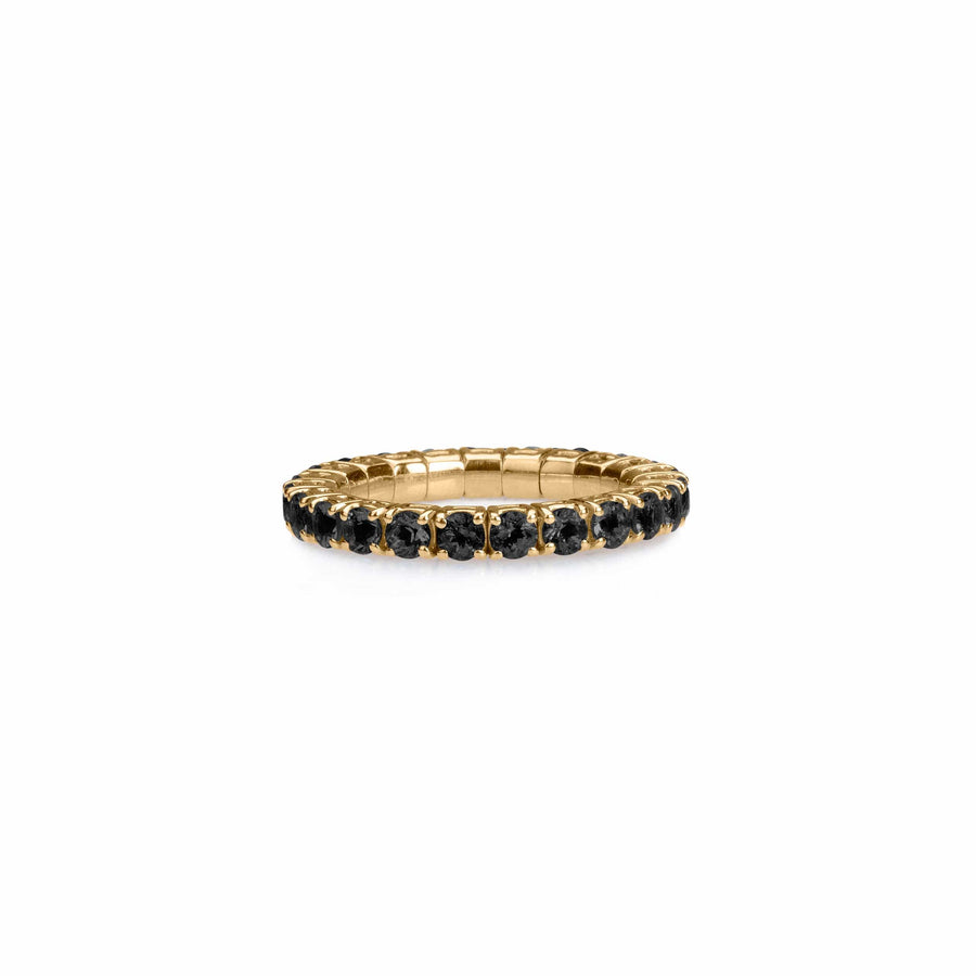 Rings XS:  size 4-7 / Yellow Gold / .6-.76 Carats Diamonds TW Stretch & Stack Round Black Diamond Eternity Rings, .6-3.0 carats