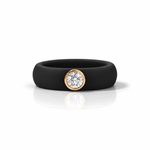 Rings Yellow / 4 / Black 14K gold Silicone Bezel Round Diamond Ring, 1-1.2 cts, Lab Grown