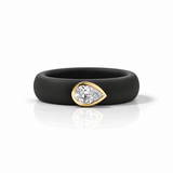 Rings Yellow / 4 / Black 14K gold Silicone Stretch East West Bezel Set Pear Diamond Ring, 1-1.2 cts Lab Grown