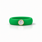 Rings Yellow / 4 / Green 14K gold Silicone Bezel Round Diamond Ring, 1-1.2 cts, Lab Grown