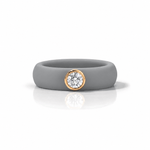 Rings Yellow / 4 / Grey 14K gold Silicone Bezel Round Diamond Ring, 1-1.2 cts, Lab Grown