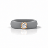 Rings Yellow / 4 / Grey 14K gold Silicone Bezel Round Diamond Ring, 1-1.2 cts, Lab Grown