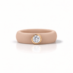 Rings Yellow / 4 / Nude 14K gold Silicone Bezel Round Diamond Ring, 1-1.2 cts, Lab Grown