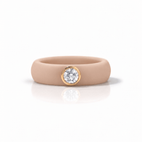 Rings Yellow / 4 / Nude 14K gold Silicone Bezel Round Diamond Ring, 1-1.2 cts, Lab Grown